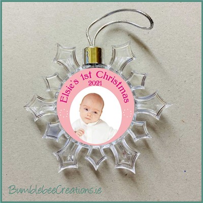 1st Christmas Girl Christmas Dome Snowflake Ornament